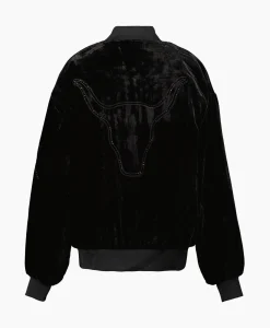 Jassen^Alix The Label Bomberjack Ladies Woven Oversized Velvet Zwart