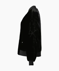 Jassen^Alix The Label Bomberjack Ladies Woven Oversized Velvet Zwart
