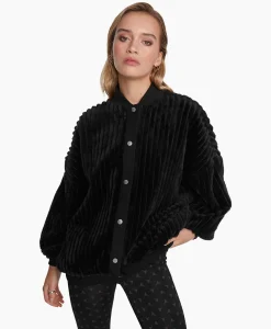 Jassen^Alix The Label Jack Woven Rib Fur Bomber Zwart