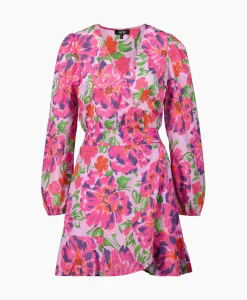 Bruiloftskleding^Alix The Label Jurk Ladies Woven Painted Flower Broderie Dress Print + 2 Kleurig