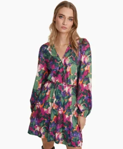 Bruiloftskleding^Alix The Label Mini Jurk Woven Camouflage Flower Zwart