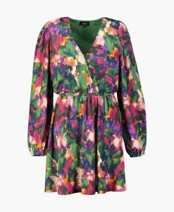 Bruiloftskleding^Alix The Label Mini Jurk Woven Camouflage Flower Zwart