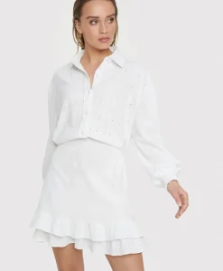 Rokken^Alix The Label Minirok Knitted Jersey Broderie Skirt Off White