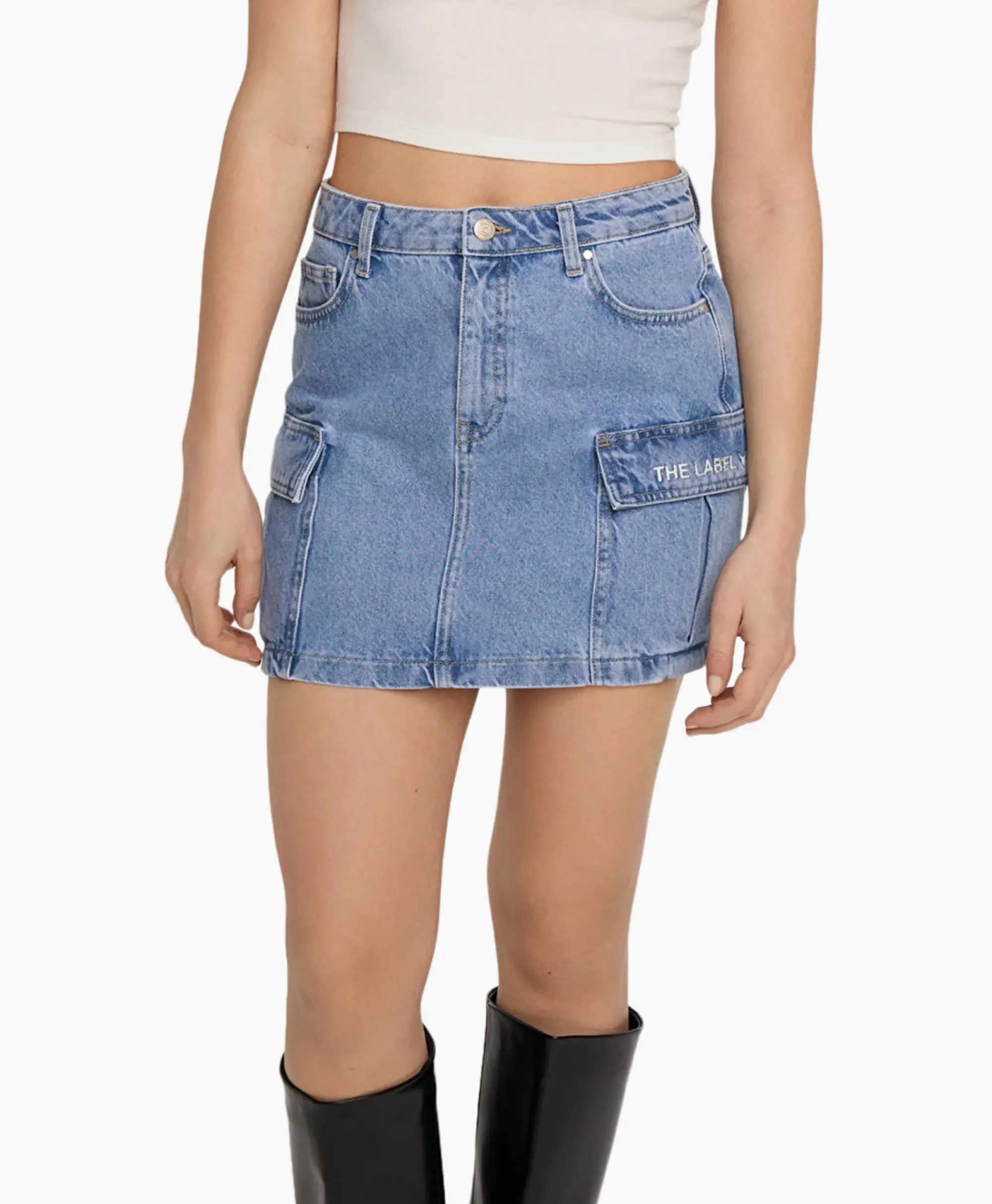 Rokken^Alix The Label Minirok Woven Denim Cargo Blauw