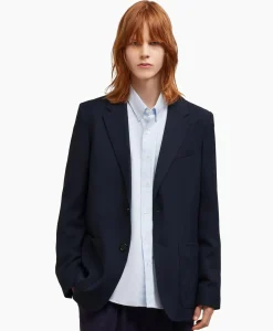 Jassen^Ami Paris Jack Two Buttons Wool Viscose Twill Donker Blauw