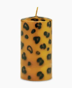 Lifestyle^Anna+nina Kaars Small Leopard Print Pillar Candle Bruin