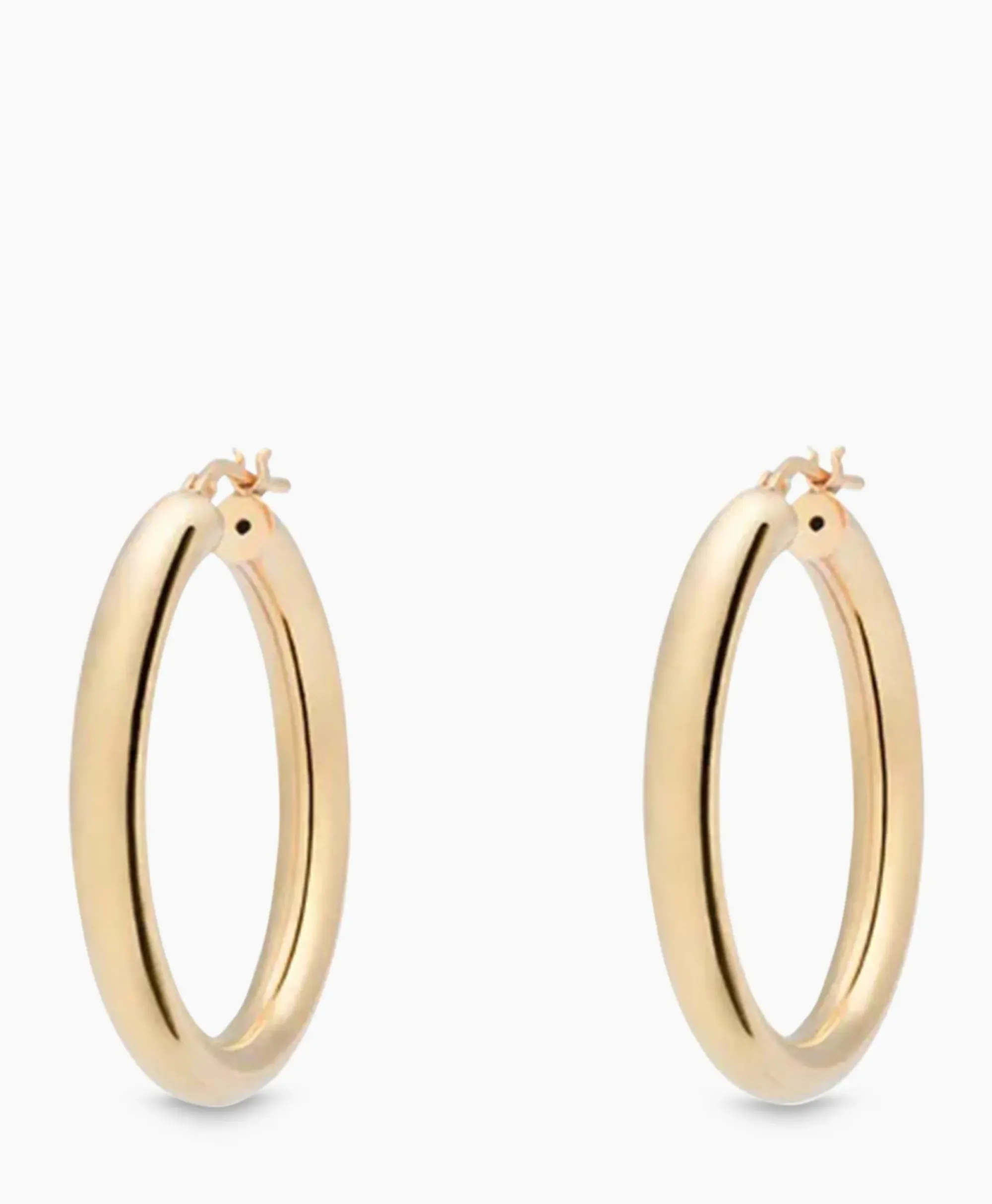 Sieraden^Anna+nina Oorbellen Round Plain Hoop Earrings Silver Goldpla Goud