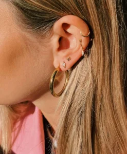 Sieraden^Anna+nina Oorbellen Round Plain Hoop Earrings Silver Goldpla Goud