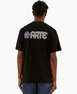 T-Shirts^Arte Antwerp T-Shirt Korte Mouw Circle Flower Back Front Print Zwart