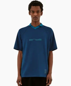 T-Shirts^Arte Antwerp T-Shirt Korte Mouw Sport Fleece Arte Chest Contras Donker Blauw