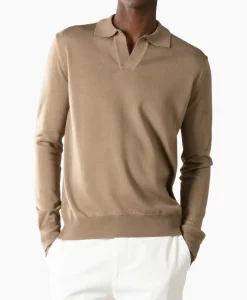 Truien^Aurelien Pullover Buttonless Polo L Taupe