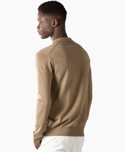 Truien^Aurelien Pullover Buttonless Polo L Taupe