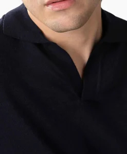 Truien^Aurelien Pullover Buttonless Polo L Donker Blauw