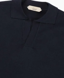Truien^Aurelien Pullover Buttonless Polo L Donker Blauw