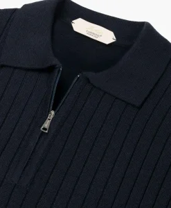 Truien^Aurelien Pullover Rib Zip Polos Ls Donker Blauw