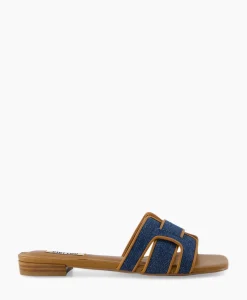 Sandalen^Bibi Lou Sandaal Zonder Hak Leather + Linnen Bruin