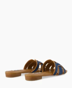 Sandalen^Bibi Lou Sandaal Zonder Hak Leather + Linnen Bruin