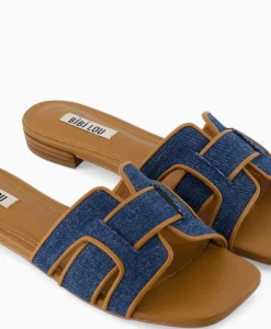 Sandalen^Bibi Lou Sandaal Zonder Hak Leather + Linnen Bruin