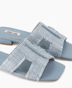Sandalen^Bibi Lou Sandaal Zonder Hak Rafia Donker Bruin