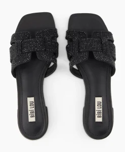 Sandalen^Bibi Lou Sandaal Zonder Hak Strass Zwart