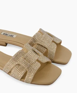 Sandalen^Bibi Lou Sandaal Zonder Hak Strass Beige