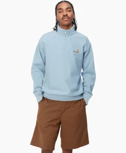 Truien^Carhartt Wip Sweater Half Zip American Script Blauw
