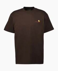 T-Shirts^Carhartt Wip T-Shirt S/S American Script Organic Cotton Donker Bruin