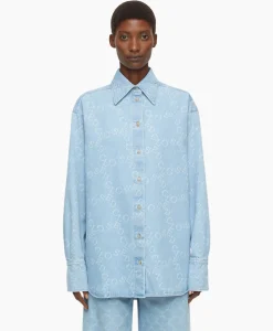 Blouses^Closed Blouse Boxy Long Sleeve Licht Blauw