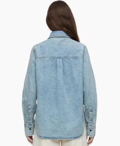 Blouses^Closed Blouse Fitted Midden Blauw