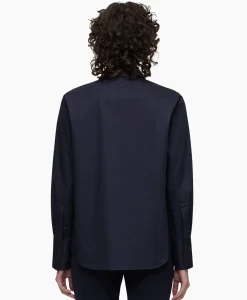 Blouses^Closed Blouse Open Neck Tunic Donker Blauw
