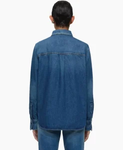 Blouses^Closed Blouse Straight Fitted Blauw
