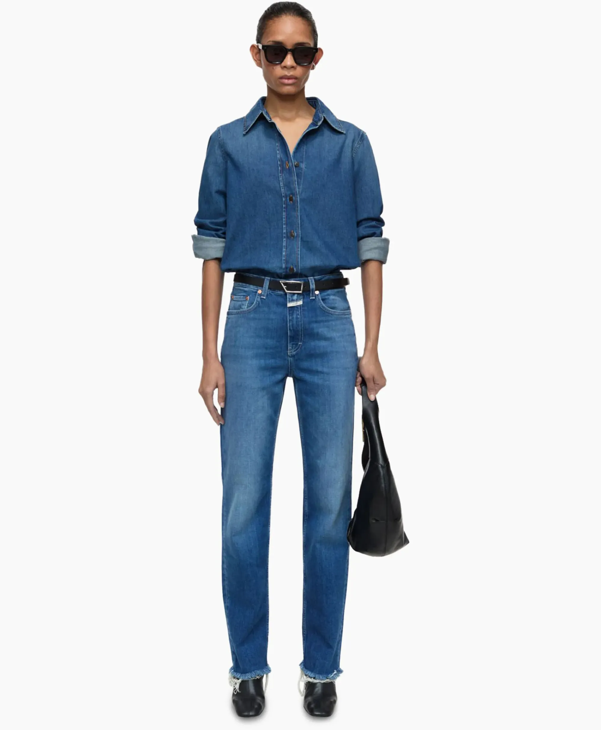 Blouses^Closed Blouse Straight Fitted Blauw