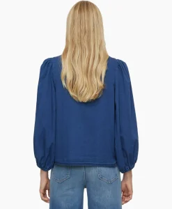 Blouses^Closed Blouse Voluminous Sleeve Donker Blauw