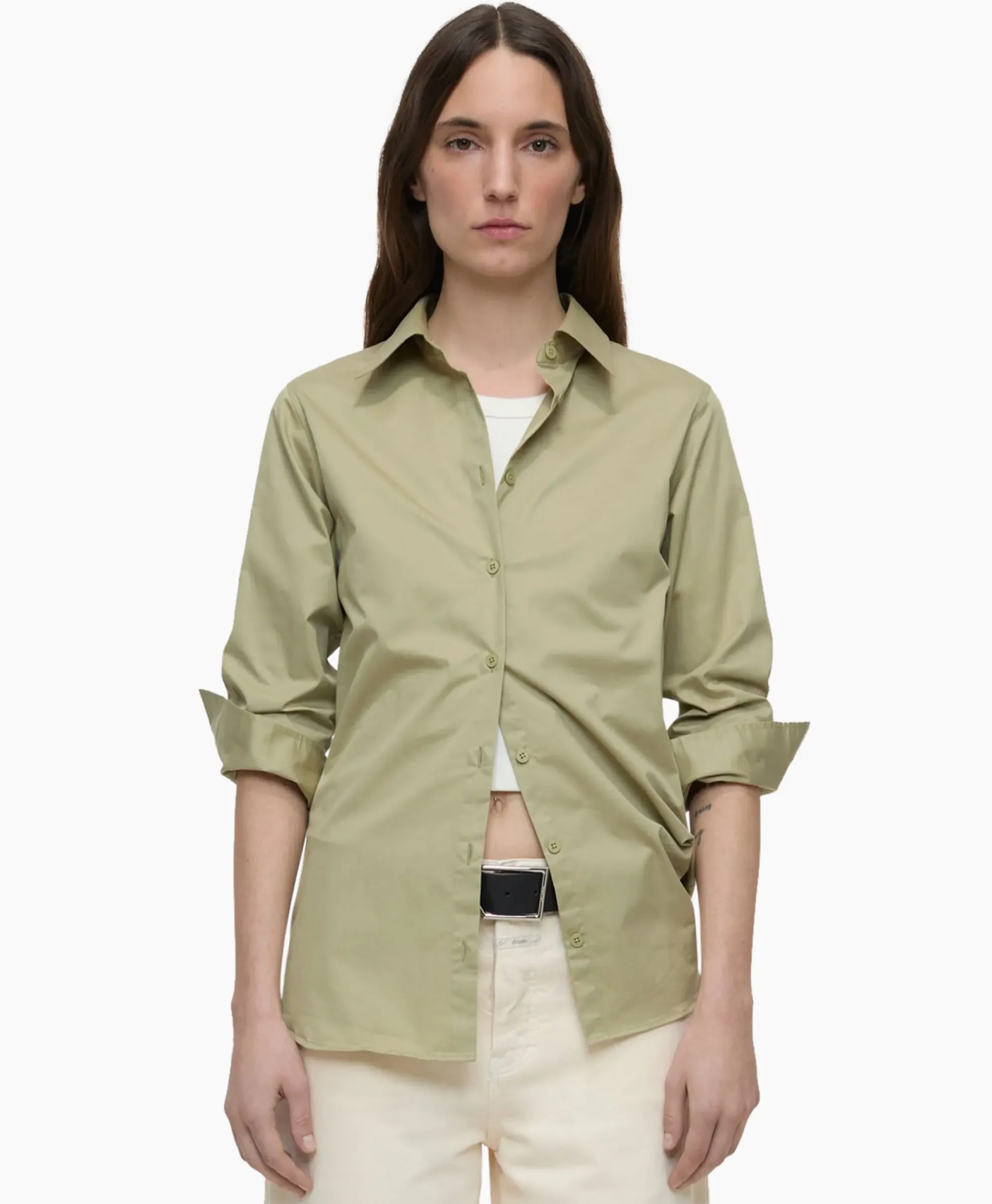 Blouses^Closed Blouse Waisted Beige