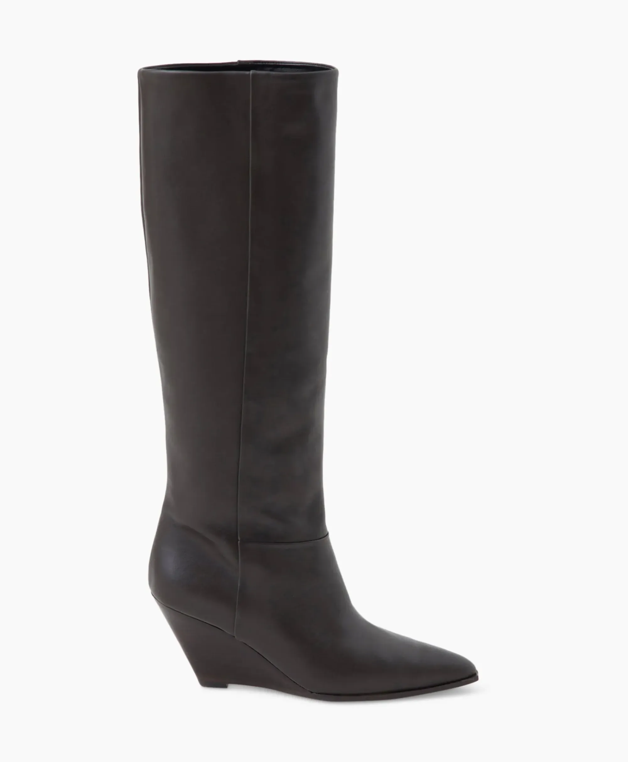 Laarzen^Closed Lange Laars Wedge Boot Donker Bruin