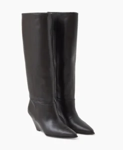 Laarzen^Closed Lange Laars Wedge Boot Donker Bruin