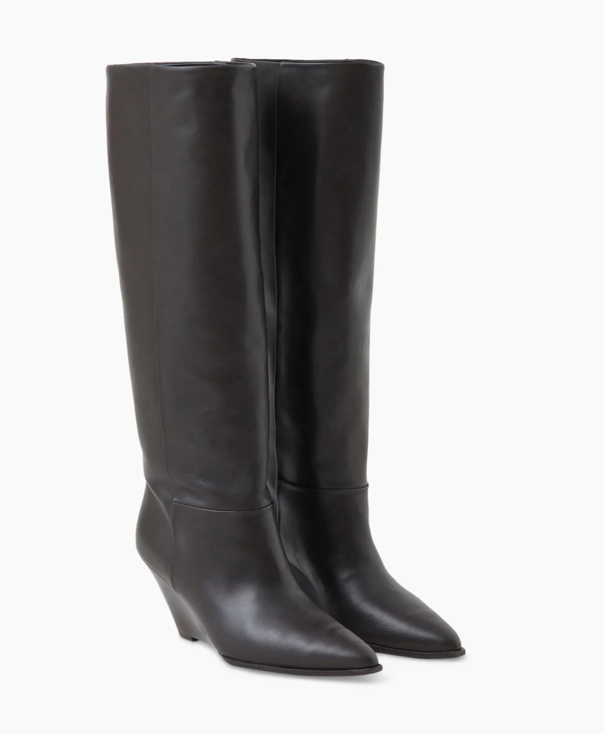 Laarzen^Closed Lange Laars Wedge Boot Donker Bruin