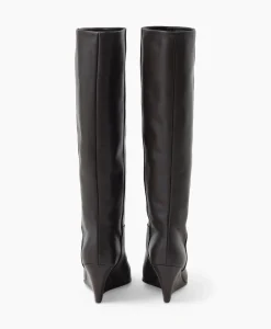 Laarzen^Closed Lange Laars Wedge Boot Donker Bruin