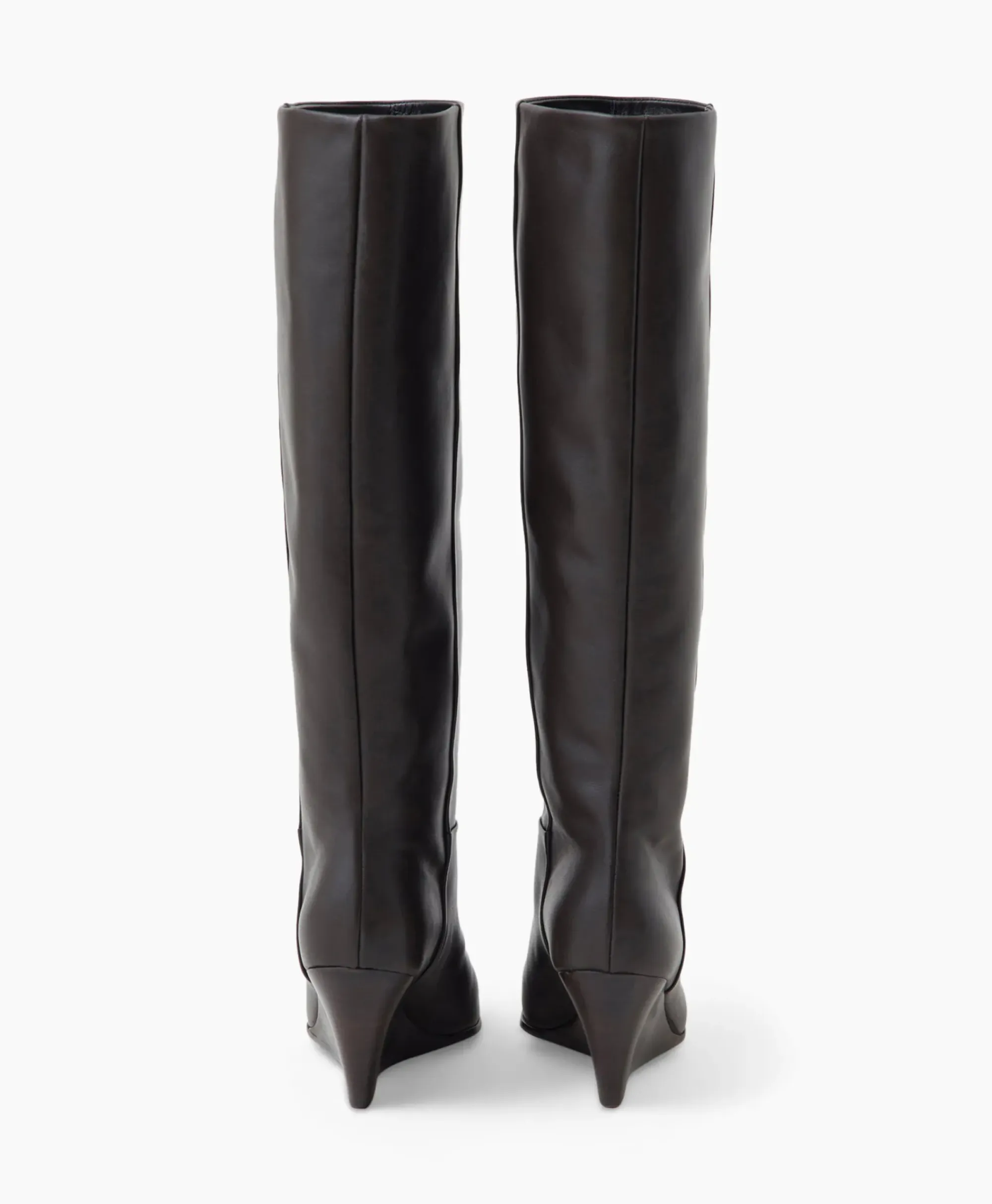 Laarzen^Closed Lange Laars Wedge Boot Donker Bruin