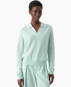 Truien^Closed Pullover Polo Longsleeve Groen