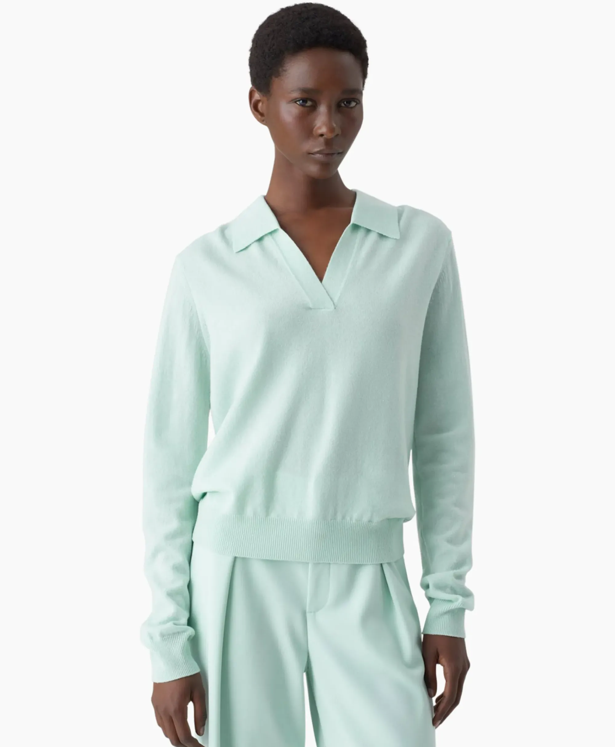 Truien^Closed Pullover Polo Longsleeve Groen