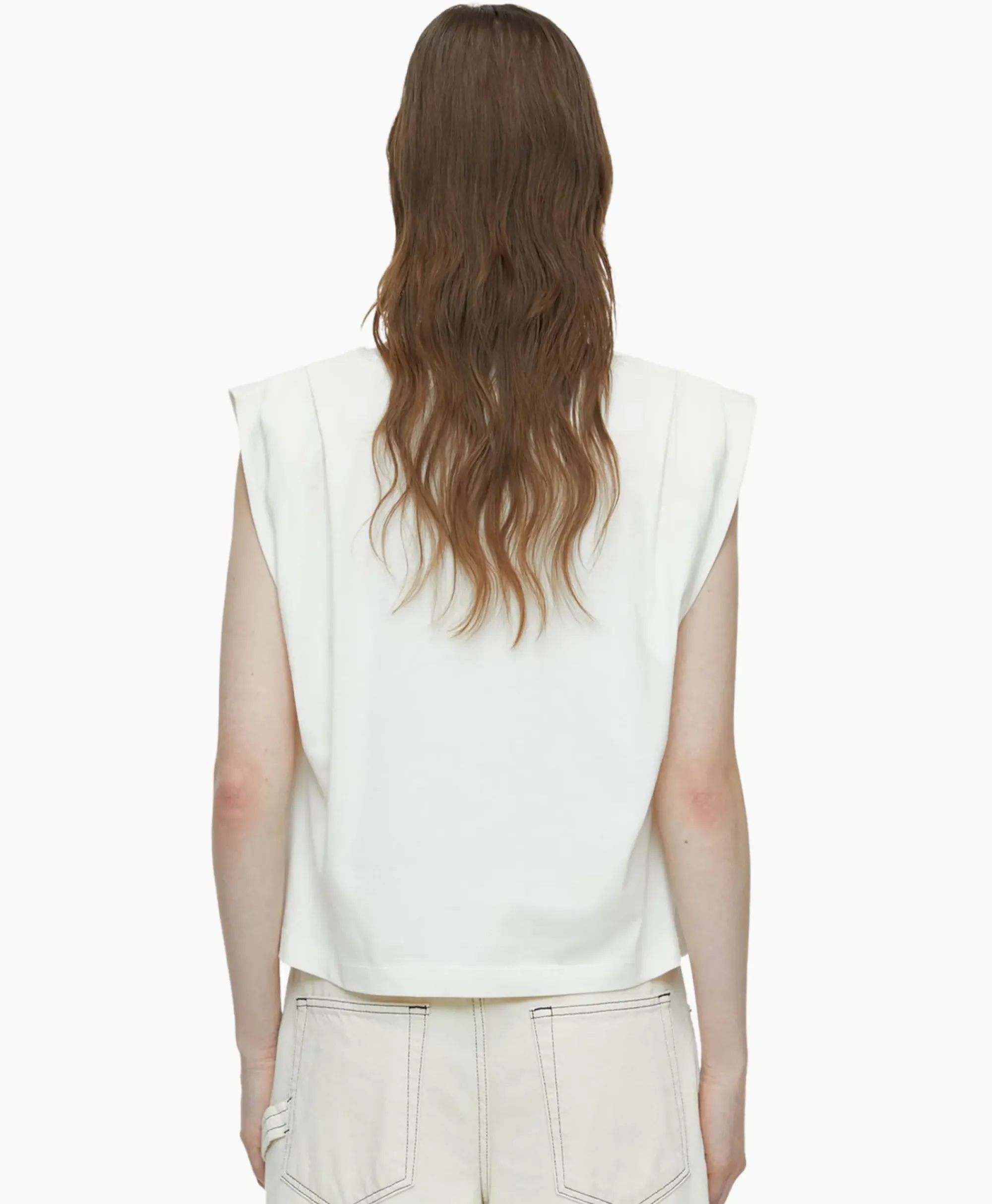 T-Shirts & Tops^Closed Top Pleated Sleeveless Off White