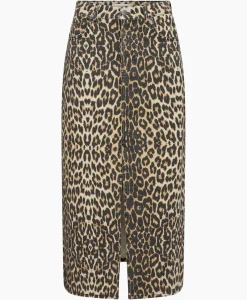 Rokken^Co'couture Co'Couture Midi Rok Leo Denim Slitbruin