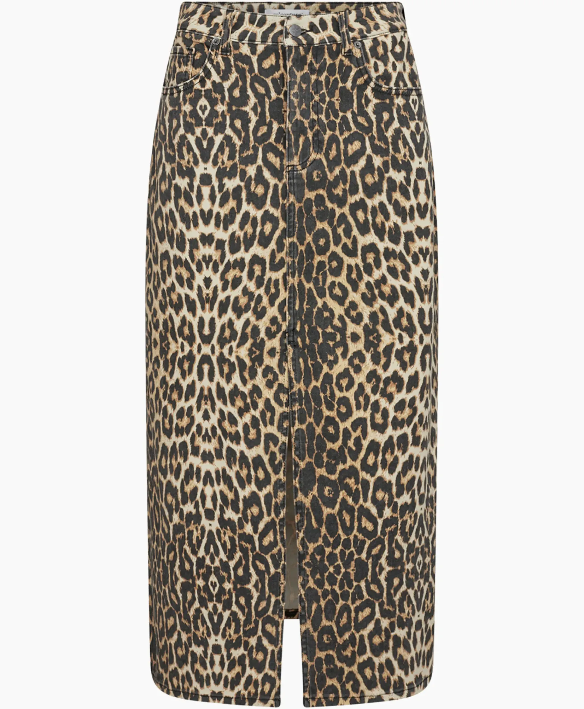 Rokken^Co'couture Co'Couture Midi Rok Leo Denim Slitbruin
