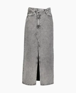Rokken^Co'couture Co'Couture Midi Rok Vika Asym Slit Grijs