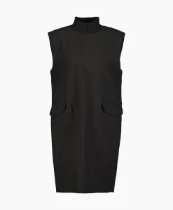 Jurken^Co'couture Co'Couture Mini Jurk Volacc Rib Turtleneck Zwart
