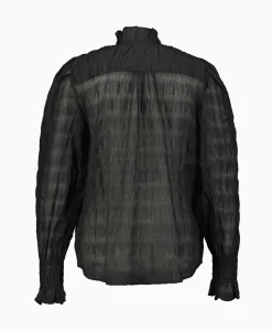 Blouses^Co'couture Co'Couture T-Shirt Korte Mouw Structurecc Line Frill Zwart