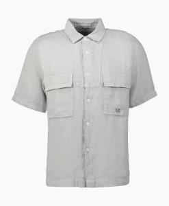 Overhemden^Cp Company Overhemd Linen Grijs