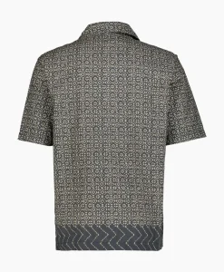 Overhemden^Cp Company Overhemd Popeline Baja Print Zwart