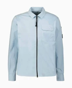 Jassen^Cp Company Overshirt Gabardine Zipped Licht Blauw